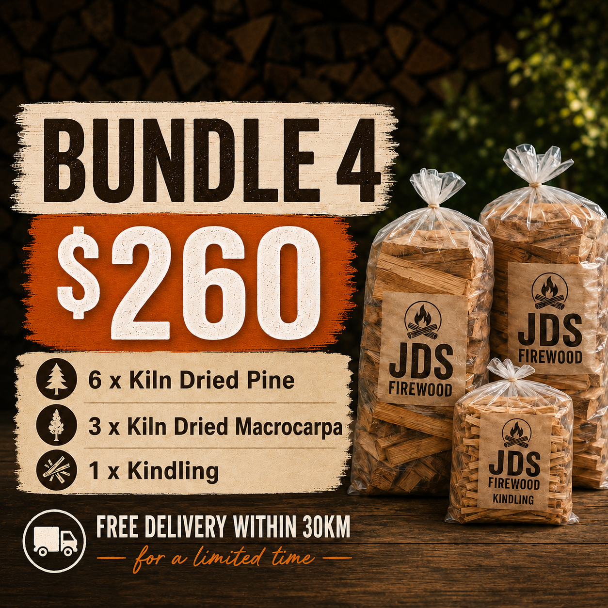 Kiln Dried Firewood Bundle #4